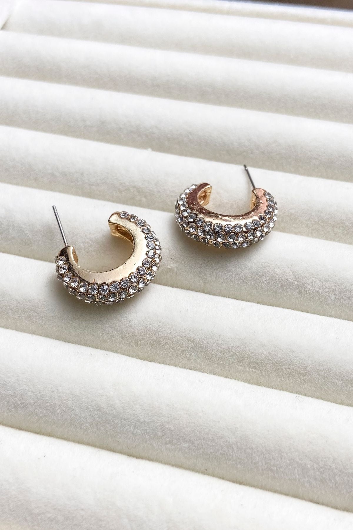 Mini Zirkon Taşlı Halka Küpe Tombul Bombeli Halka Küpe