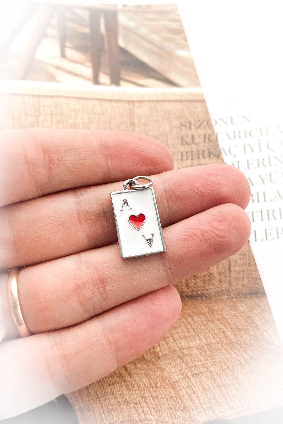 Rodyum Kaplama Kupa As Kolye Ucu