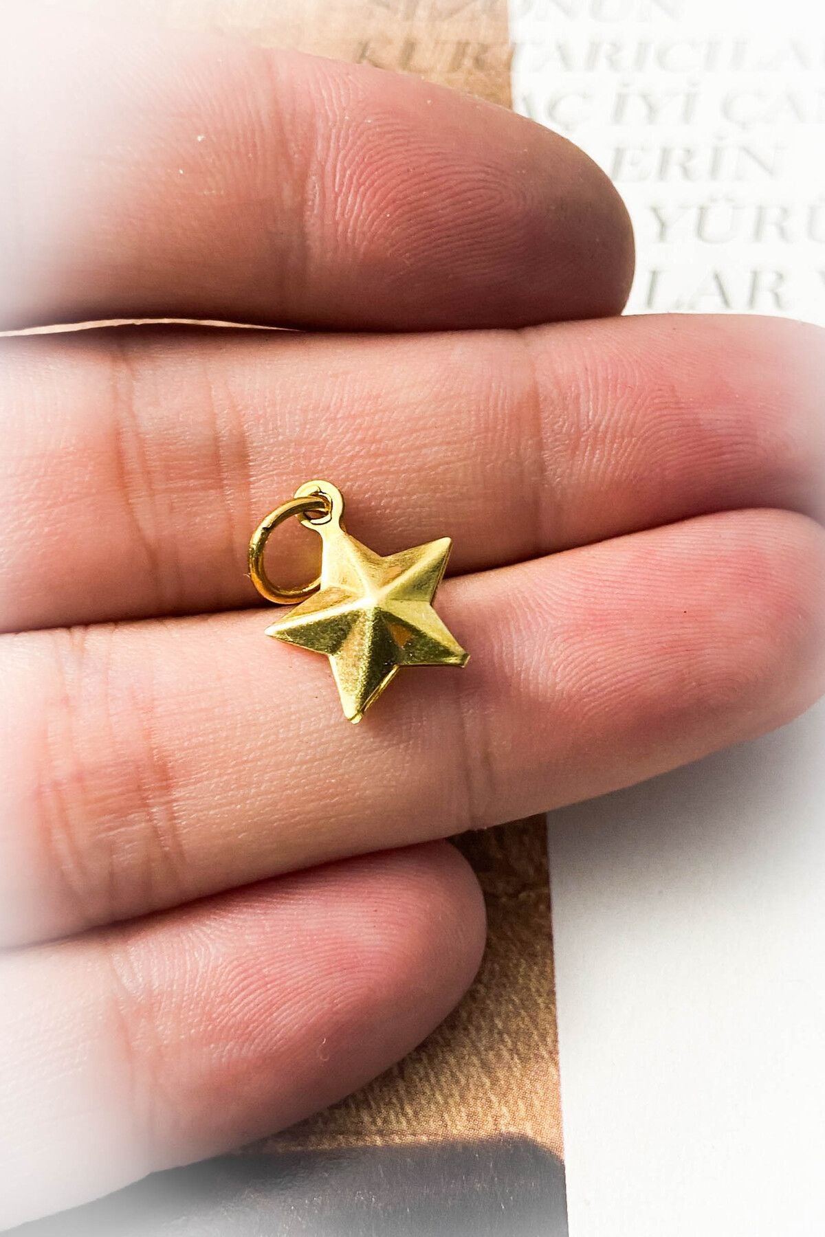 Yıldız Model Altın Kaplama Kolye Ucu