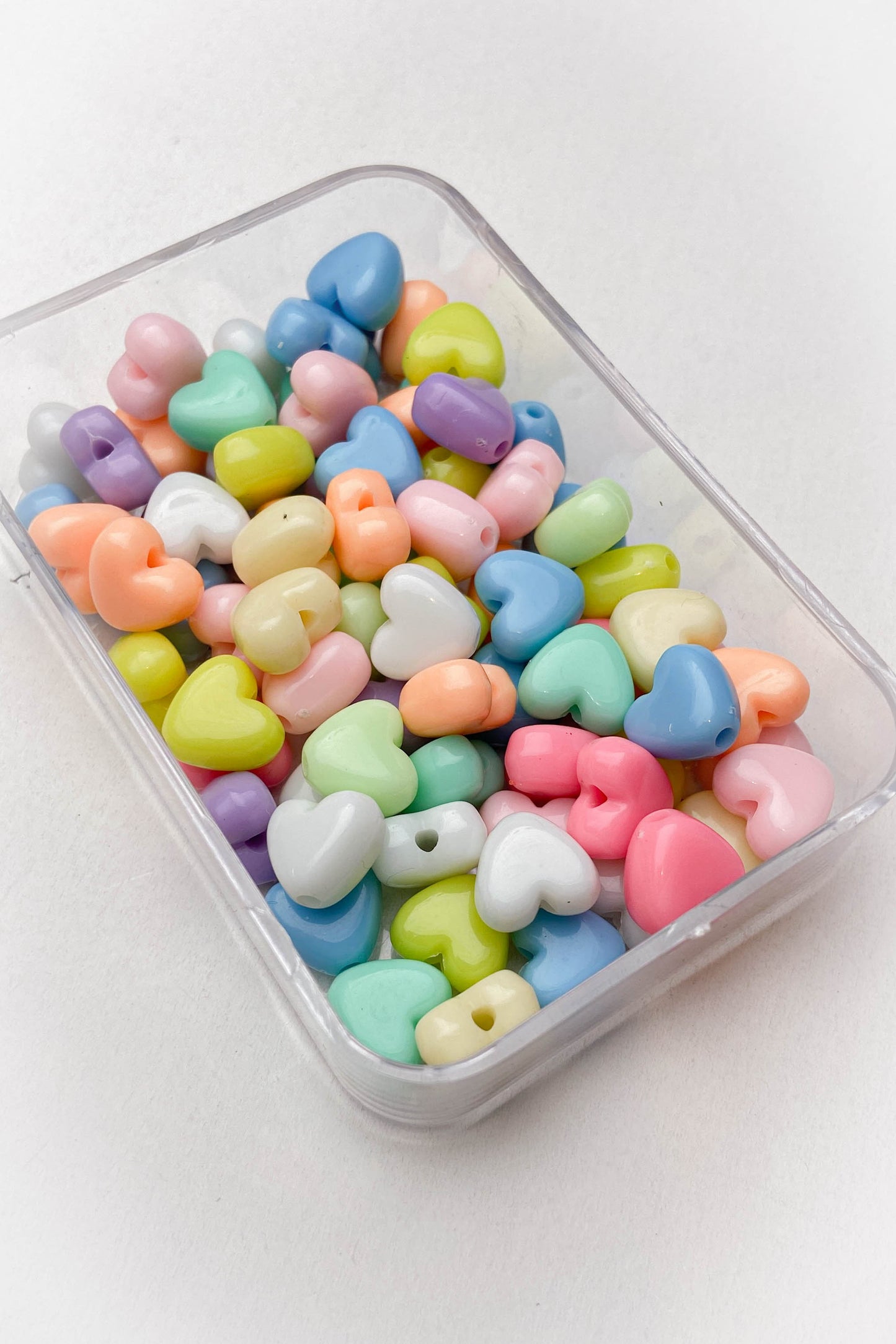 Akrilik Pastel Renk Kalp Boncuk - 1 cm