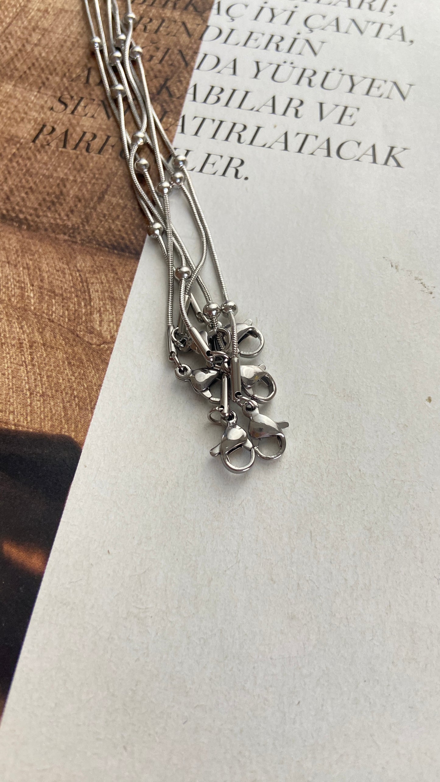 Dorika Çelik Zincir Kolye / 60 cm / Gümüş ( Hazır Kolye Zinciri )