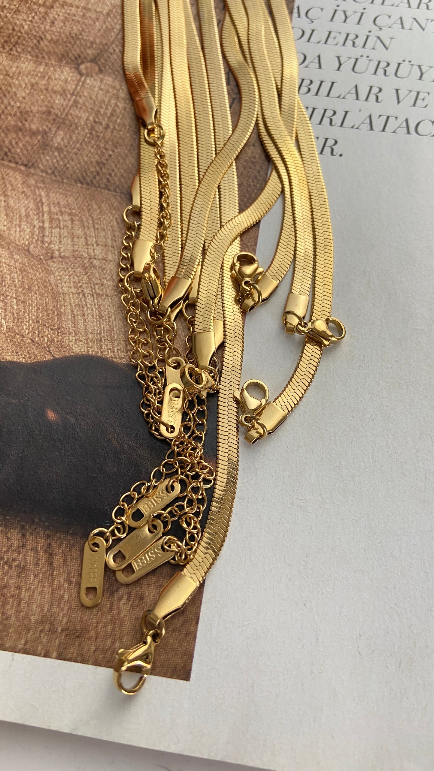 Çelik İtalyan Zincir Kolye / 60 cm / Altın ( Hazır Kolye Zinciri )