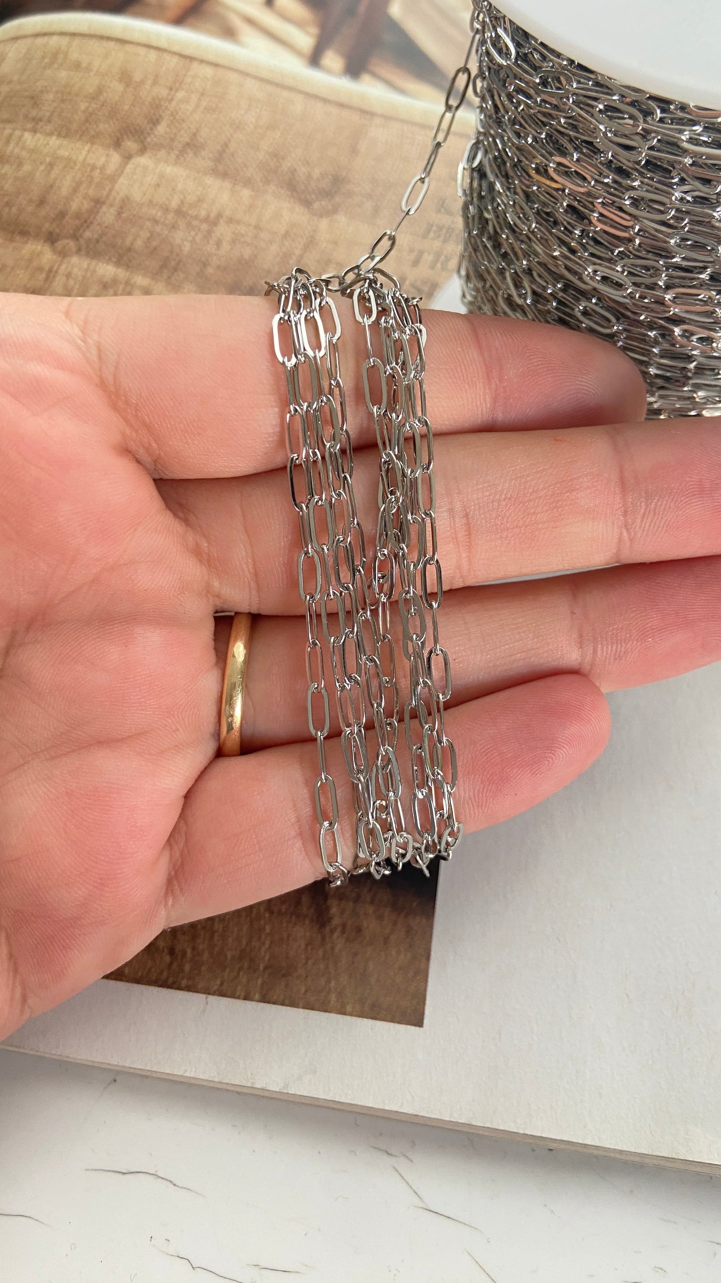 Çelik Ataç Zincir / 60 cm / Gümüş (Hazır Kolye Zinciri )