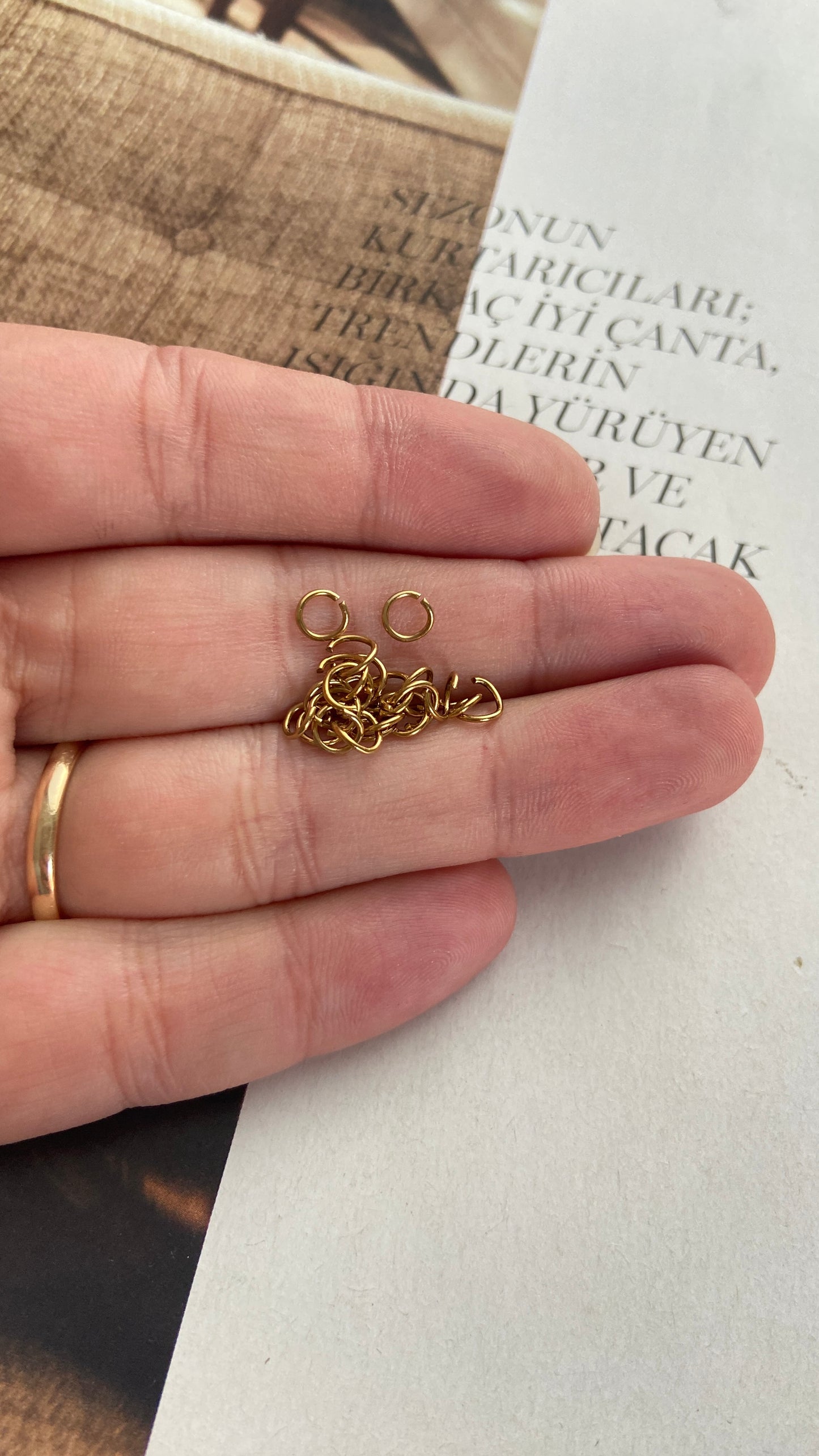 Çelik Kolye / Takı Halkası 0.5 x 5.0 mm / Altın