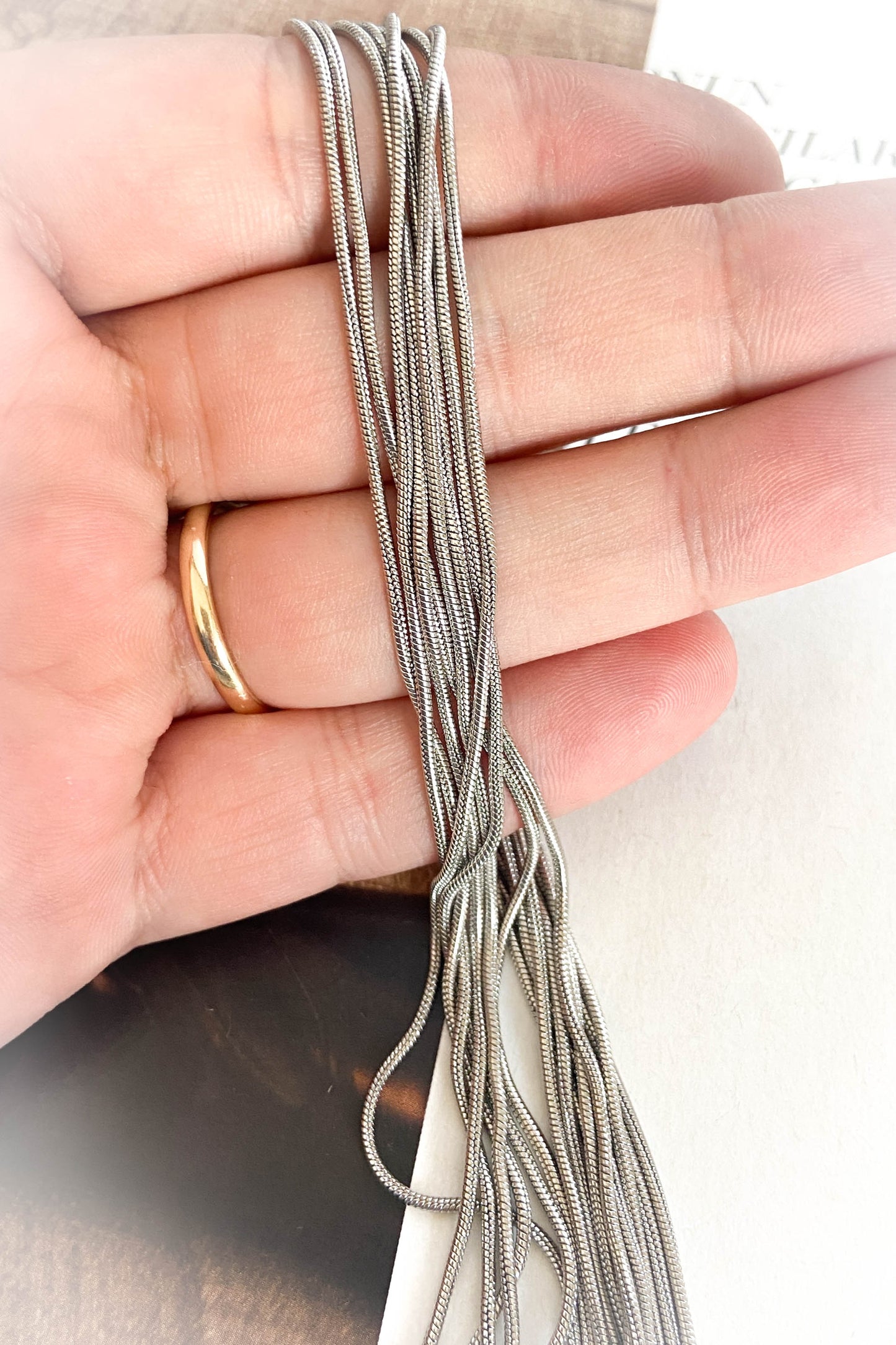 Çelik Yılan Zincir / 45 cm / Gümüş ( Hazır Kolye Zinciri )