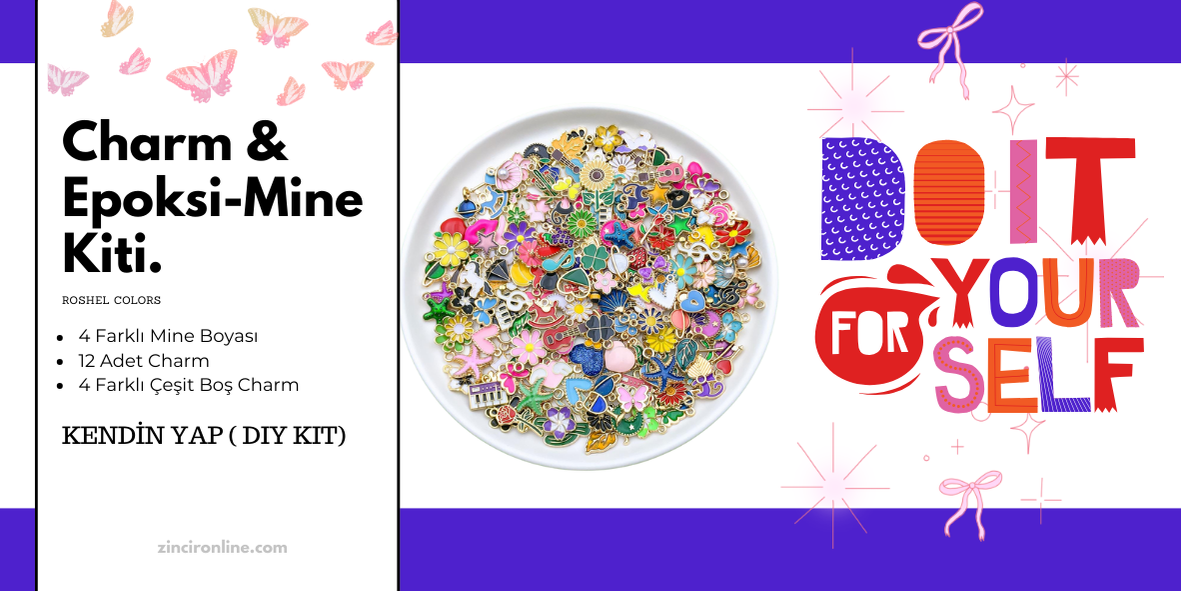 Takı Yapım,Mine Epoksi Boya Kiti / 12 Adet Charm Seti
