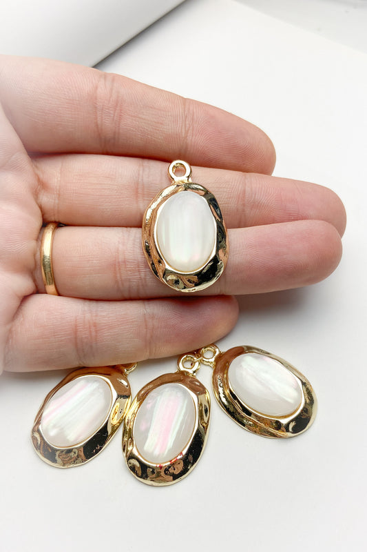 Beyaz Göz Doğal Taş Kolye Ucu, Kaplama Kolye Ucu