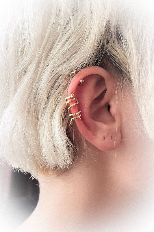 Garantili Yılan Kıkırdak Küpe 925 Gümüş Kaplama Ear Cuff kadın küpe Çoklu