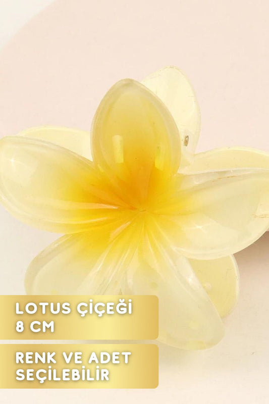 Çok Al Az Öde Lotus Çiçekli Renkli Toka Mandal Pençe 8 Cm Pembe Kırmızı Mavi Mor Sarı