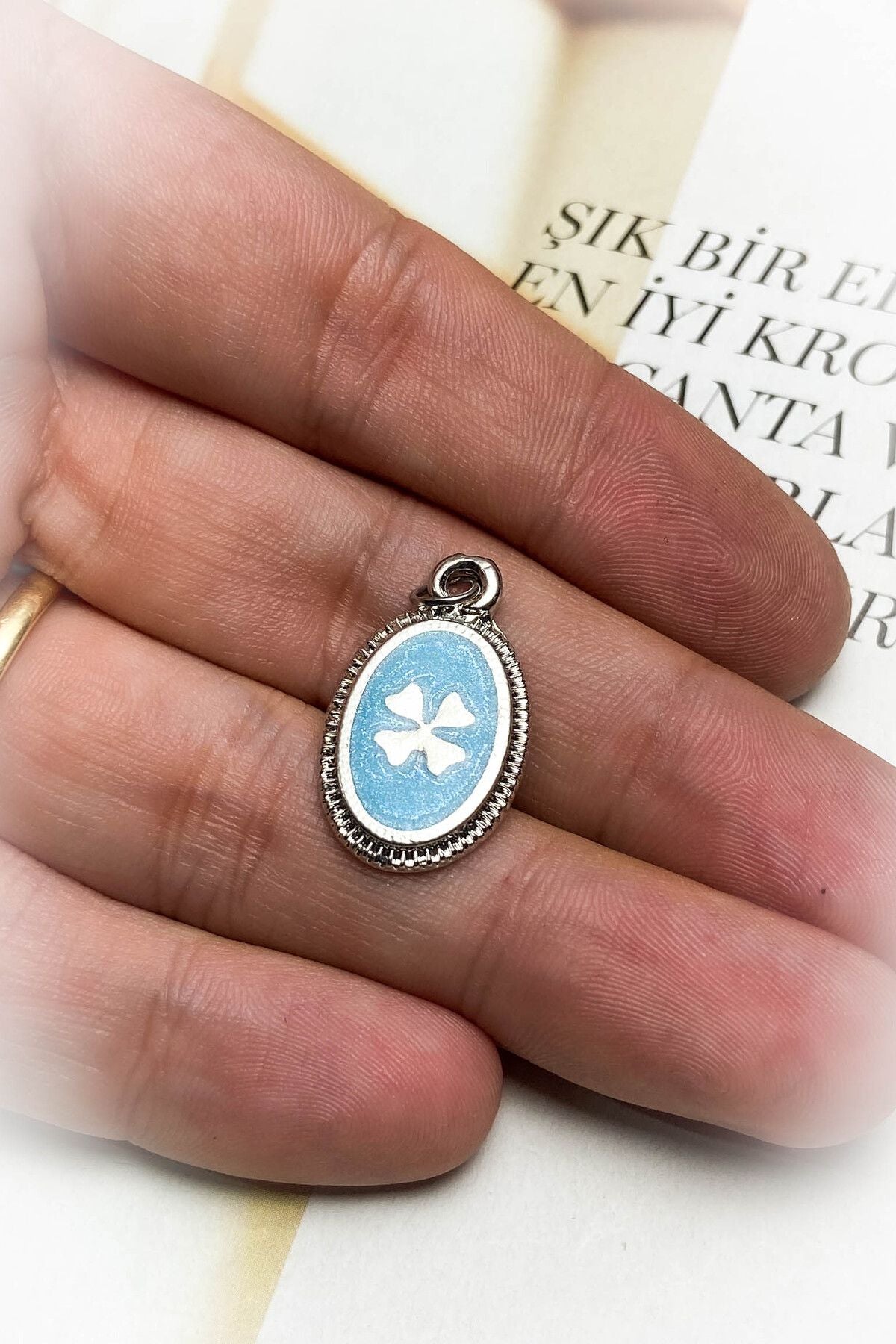 Rodyum Kaplama Mavi Mineli Kolye Ucu 13 Farklı Model Seçeneği