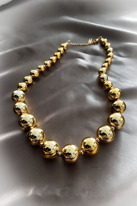 2 YIL Garanti Kararmaz Top Boncuk Gold Kaplama Çelik Kolye Altın Kaplama 45+5 cm Uzatmalı