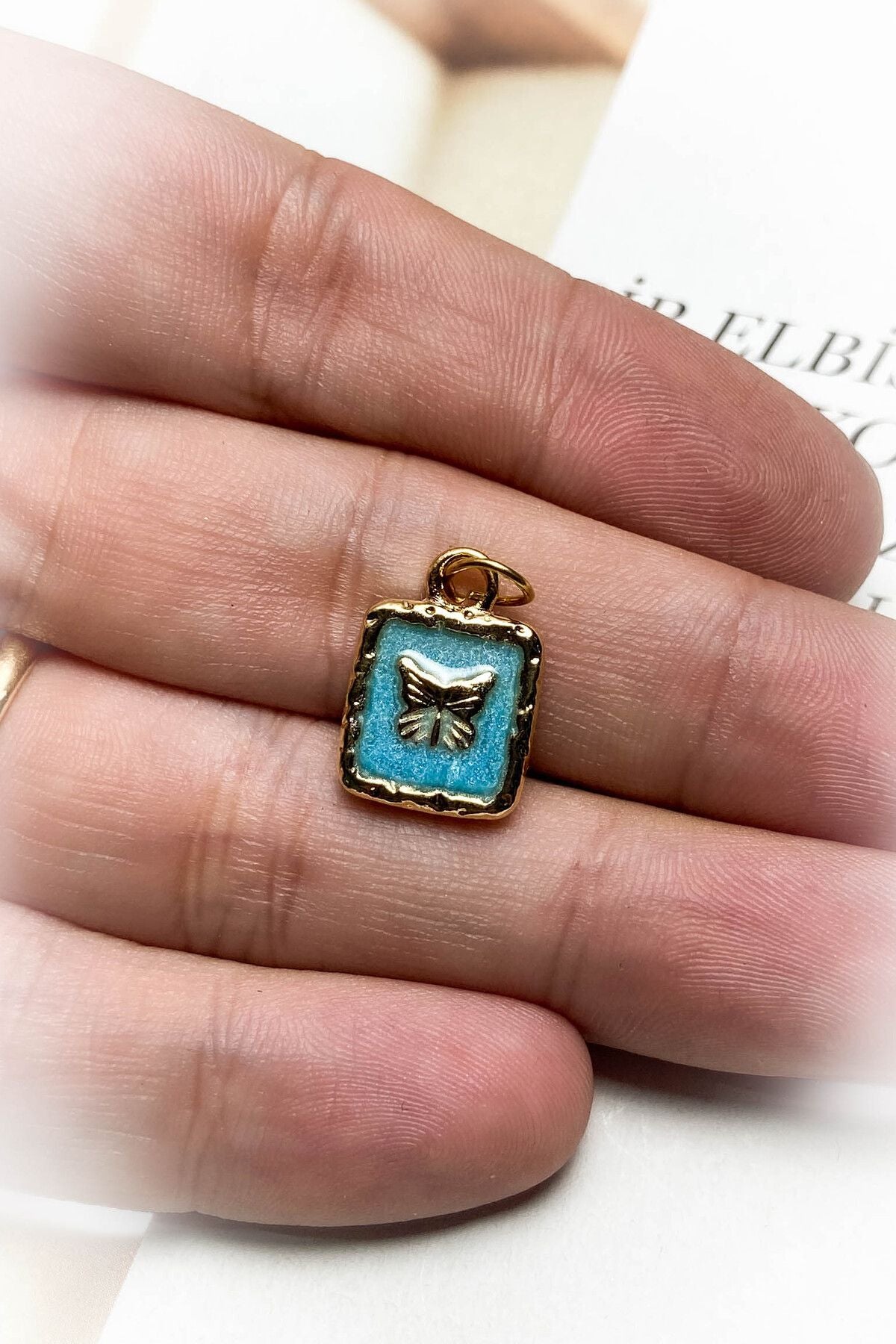 Altın Kaplama Mavi Mineli Kolye Ucu 7 Farklı Model Seçeneği