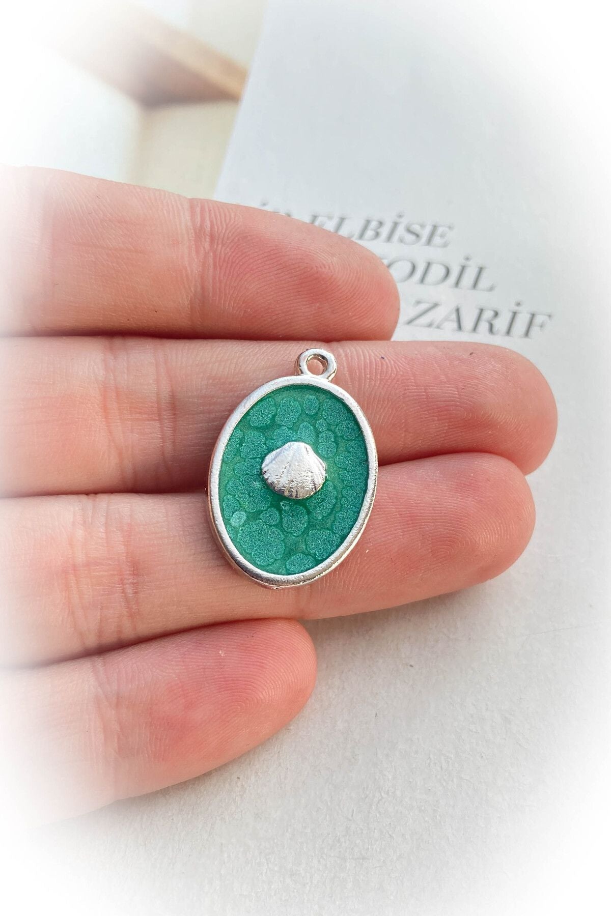 Rodyum Kaplama Yeşil Mineli Kolye Ucu 8 Farklı Model Seçeneği