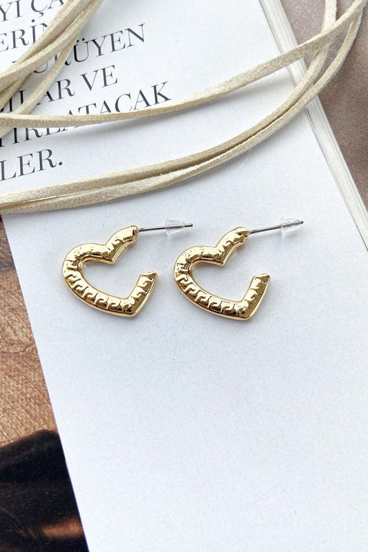 Çelik Kalp Model Altın Renk Kararmaz  Küpe
