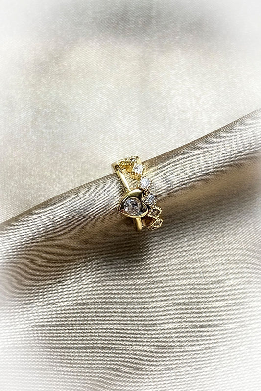 Taşlı Kalp Kıkırdak Küpe 925 Gümüş Kaplama Ear Cuff Kadın Küpe Çelik
