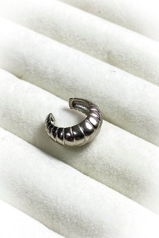 Bombeli Halka Kıkırdak Küpe Rodyum Kaplama Ear Cuff Kadın Küpe