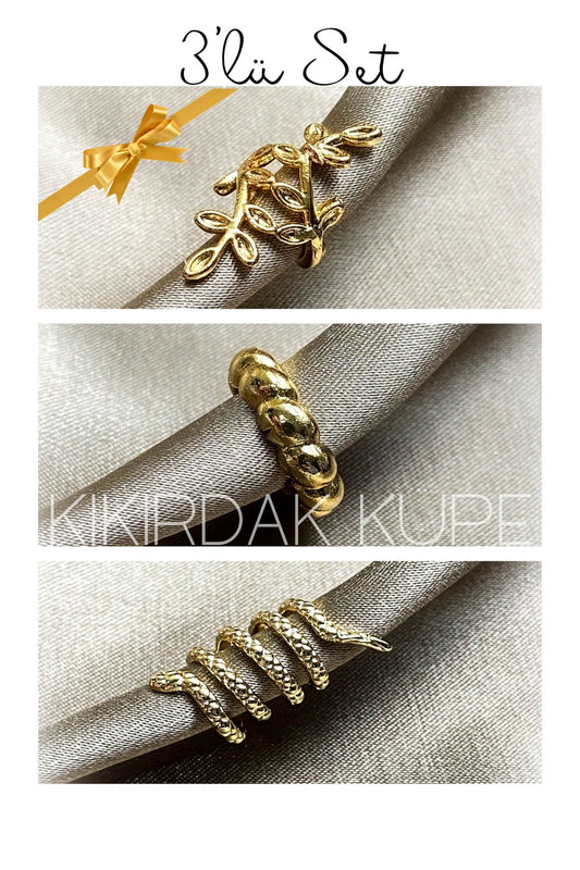 3 adet Set Kıkırdak Küpe Gümüş Kaplama Kararmaz Kadın Küpe