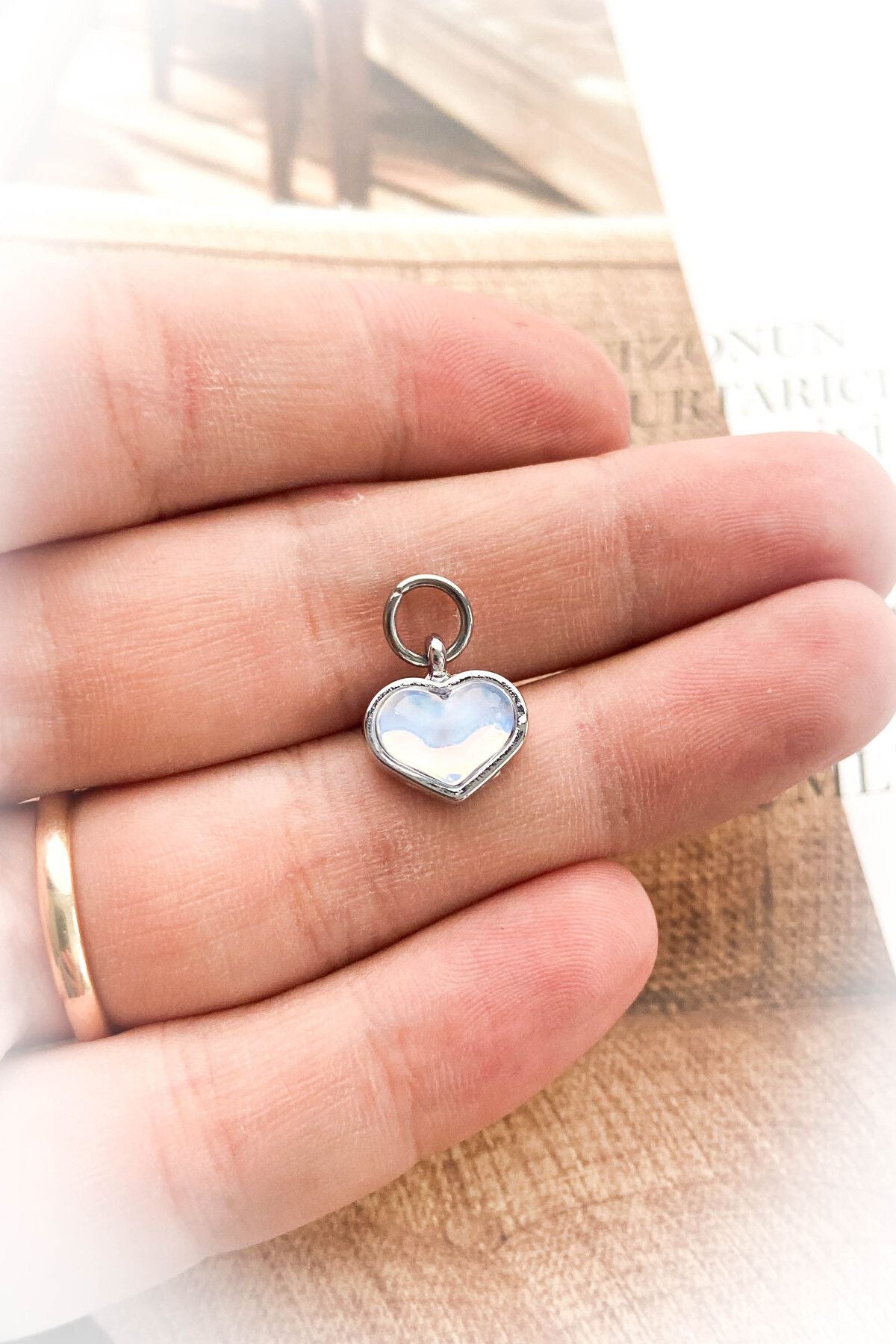 Rodyum Kaplama Kalp Kolye Ucu