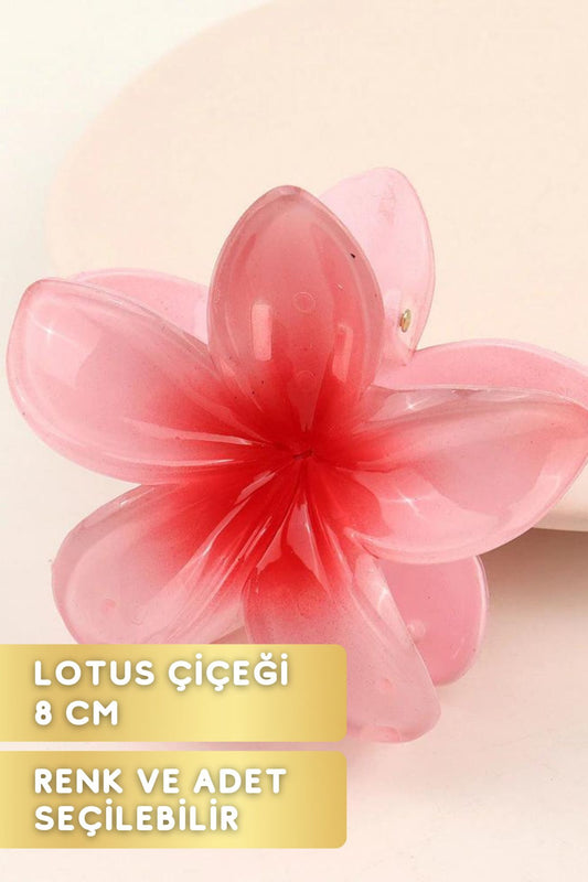 Lotus Çiçekli Renkli Toka Mandal Pençe 8 Cm Pembe Kırmızı Mavi Mor Sarı