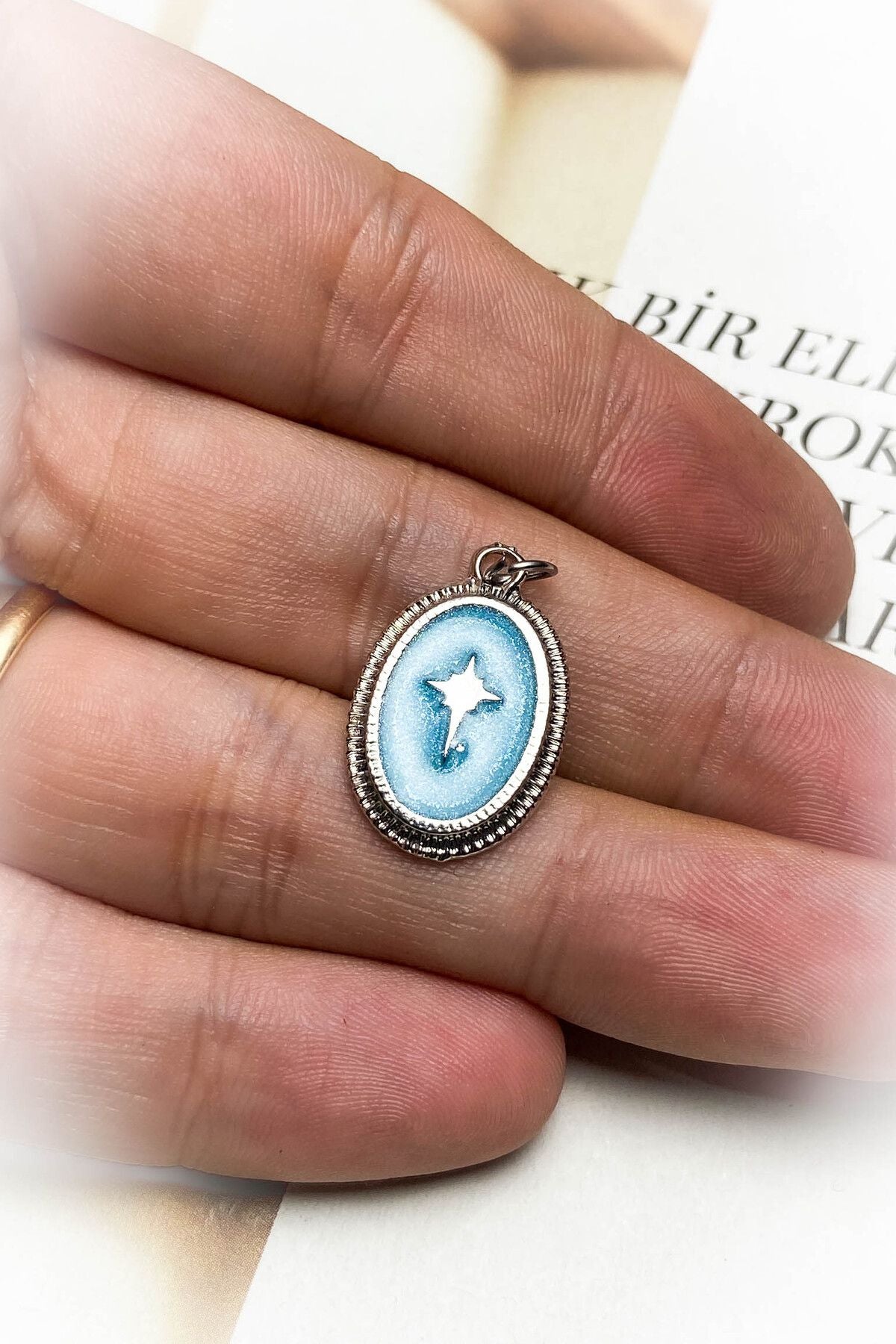 Rodyum Kaplama Mavi Mineli Kolye Ucu 13 Farklı Model Seçeneği