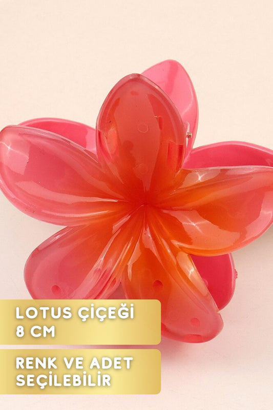 Çok Al Az Öde Lotus Çiçekli Renkli Toka Mandal Pençe 8 Cm Pembe Kırmızı Mavi Mor Sarı