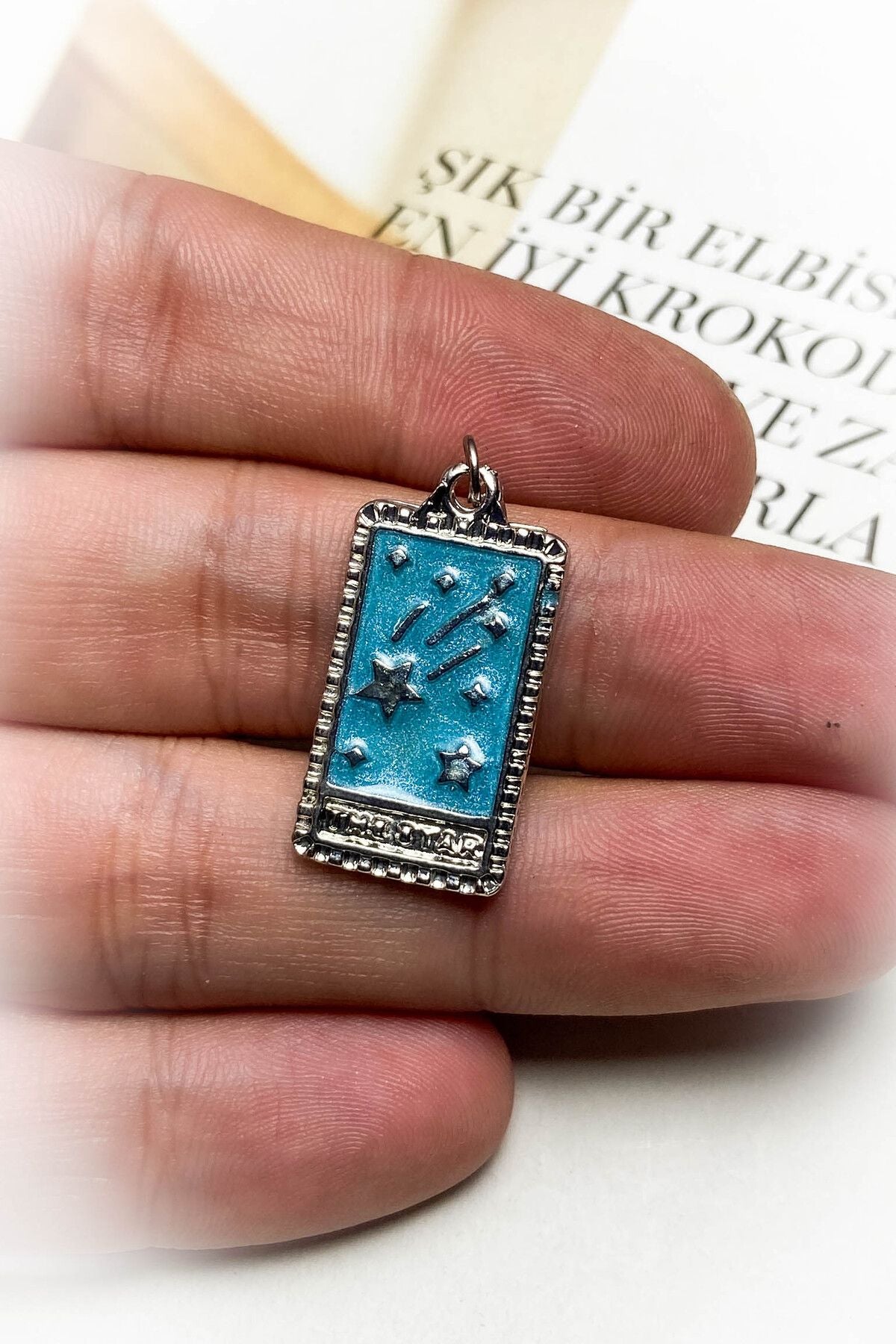 Rodyum Kaplama Mavi Mineli Kolye Ucu 13 Farklı Model Seçeneği