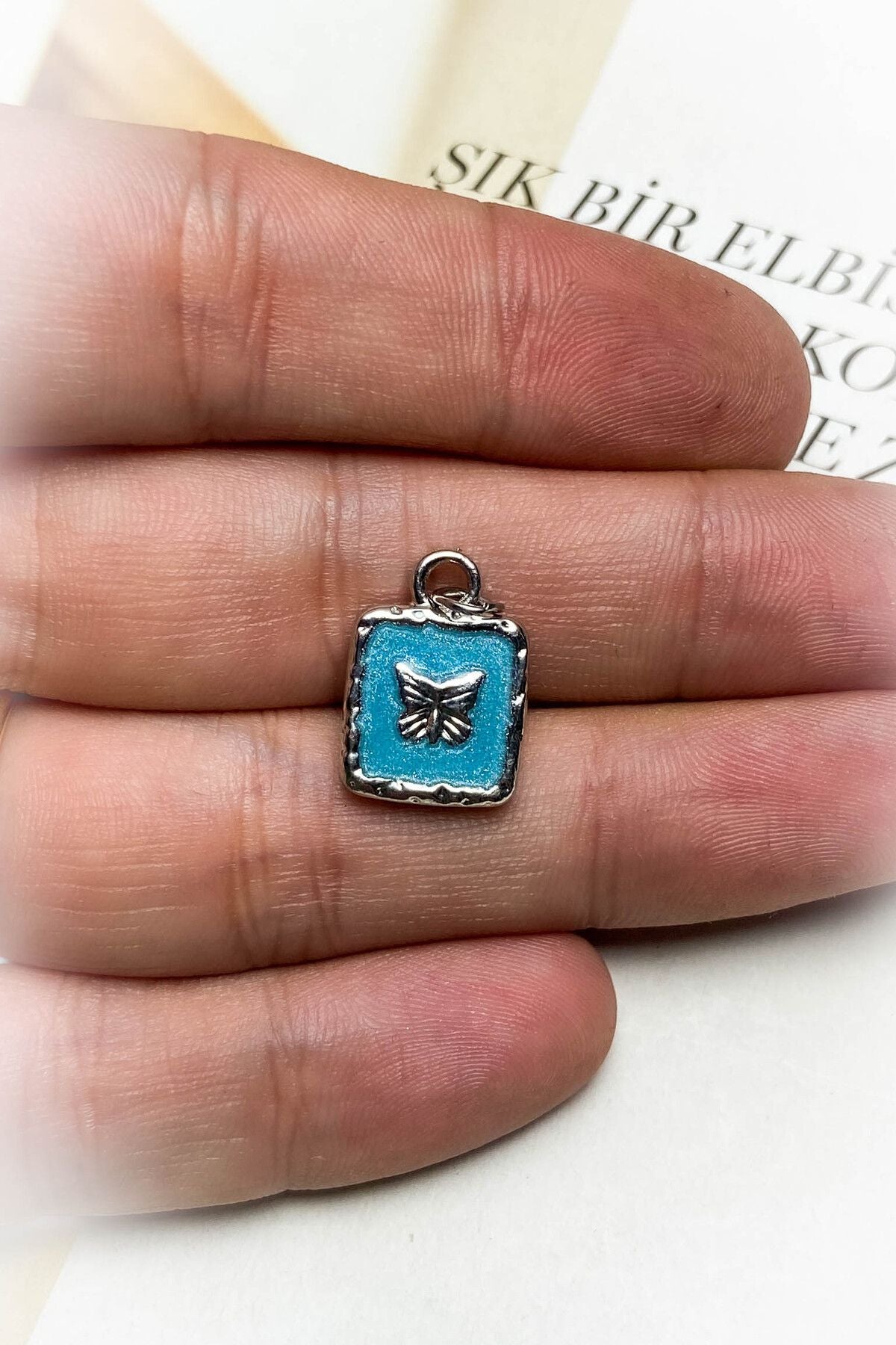 Rodyum Kaplama Mavi Mineli Kolye Ucu 13 Farklı Model Seçeneği