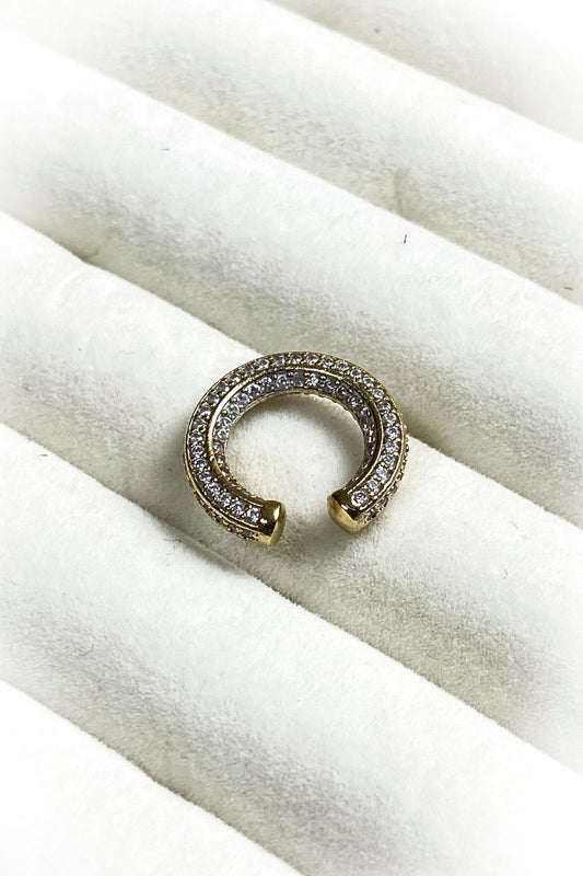 Zirkon Taşlı Kalın Kıkırdak Küpe Rodyum Kaplama Ear Cuff Kadın Küpe Altın Gümüş