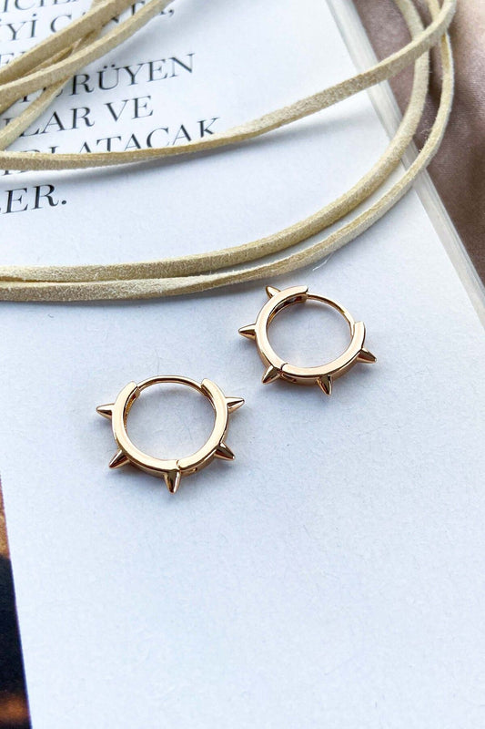 Çelik Çivi Model Altın Renk Kararmaz Halka Küpe