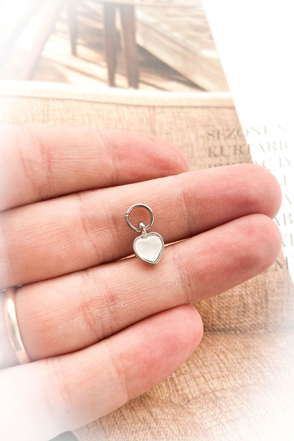 Rodyum Kaplama Kalp Model Kolye Ucu