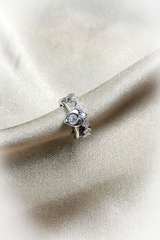 Taşlı Kalp Kıkırdak Küpe 925 Gümüş Kaplama Ear Cuff Kadın Küpe Çelik