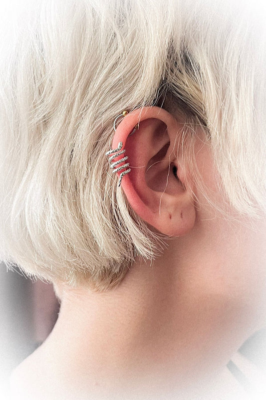 Garantili Yılan Kıkırdak Küpe 925 Gümüş Kaplama Ear Cuff kadın küpe Çoklu