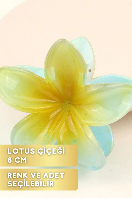 Çok Al Az Öde Lotus Çiçekli Renkli Toka Mandal Pençe 8 Cm Pembe Kırmızı Mavi Mor Sarı