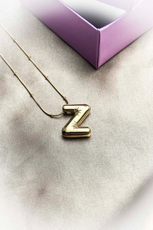 Z Harf Kolye %100 Çelik Z Harfli Kolye Dorika Zincir Balon Harf