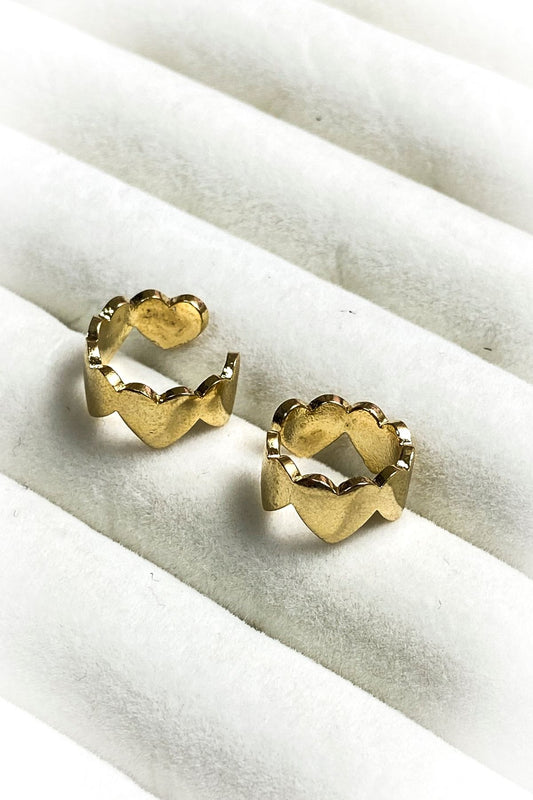Kalp Şekilli Kıkırdak Küpe 925 Gümüş Kaplama Ear Cuff Kadın Küpe Çelik