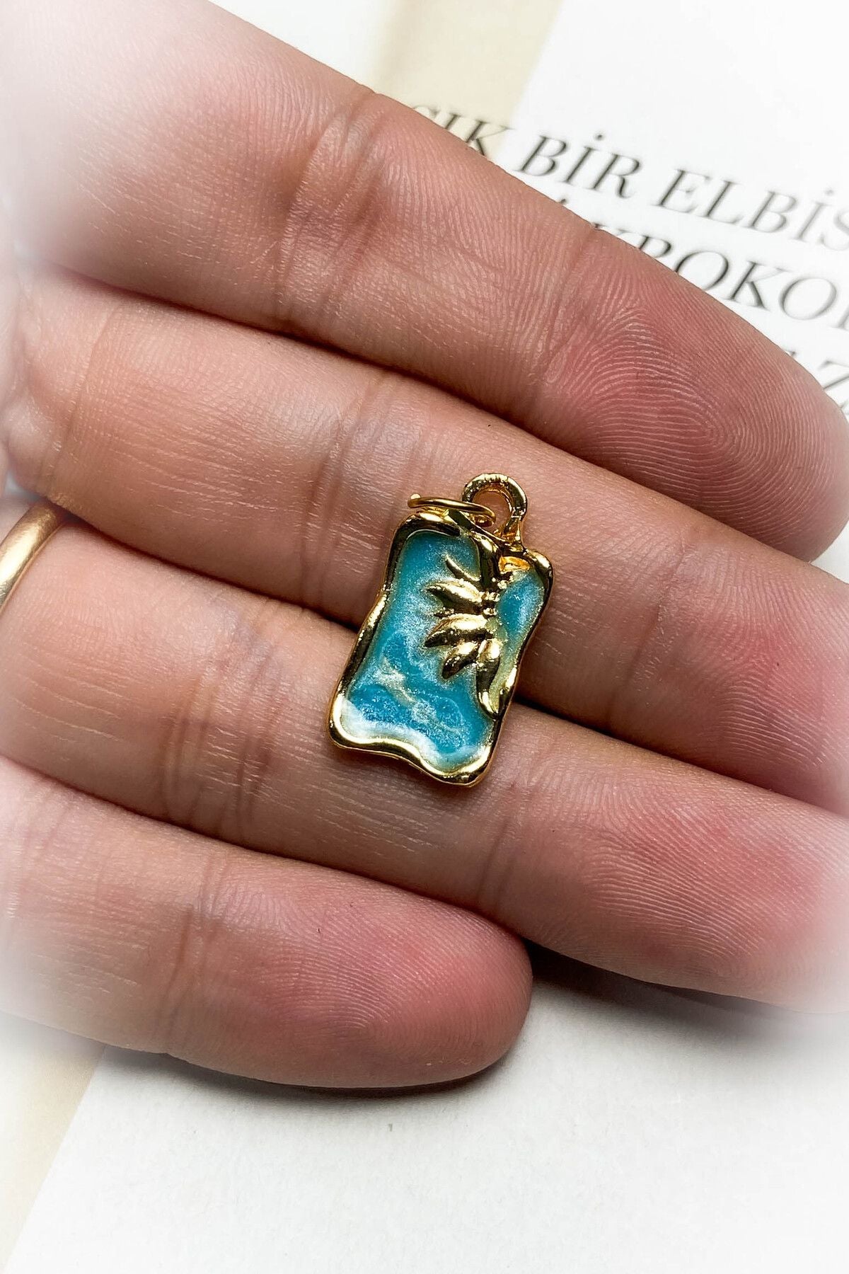 Altın Kaplama Mavi Mineli Kolye Ucu 7 Farklı Model Seçeneği