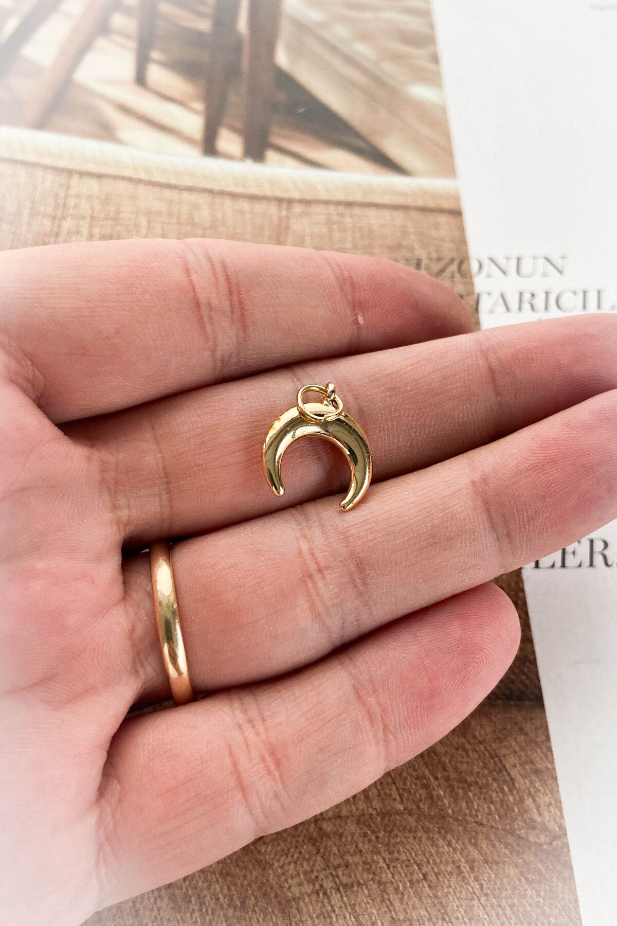 Ay Model Kaplama Kolye Ucu 2 Farklı Renk Seçeneği