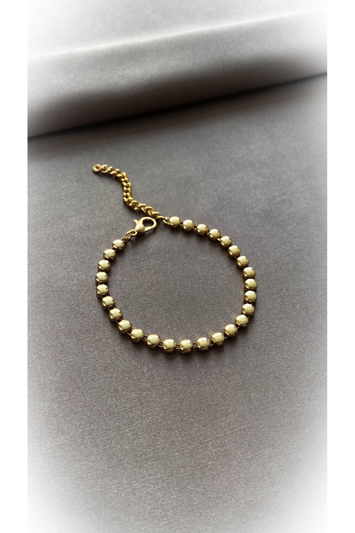 Rodyum Kaplama Kadın Pul Bileklik Altın gold rodyum renk 18 cm