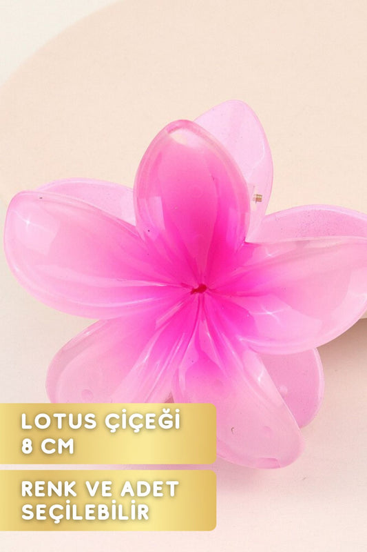 Çok Al Az Öde Lotus Çiçekli Renkli Toka Mandal Pençe 8 Cm Pembe Kırmızı Mavi Mor Sarı