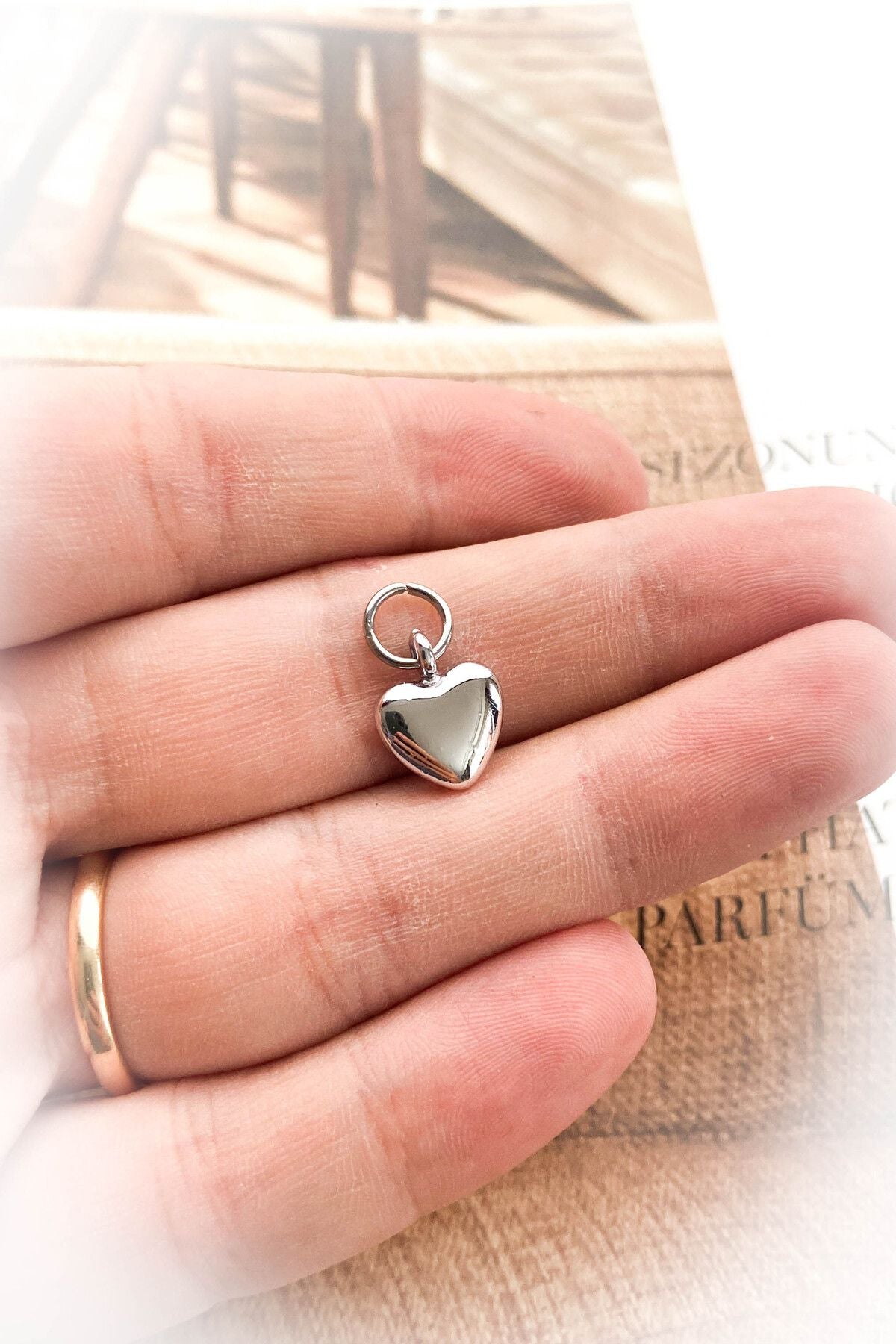 Rodyum Kaplama Kalp Model Kolye Ucu