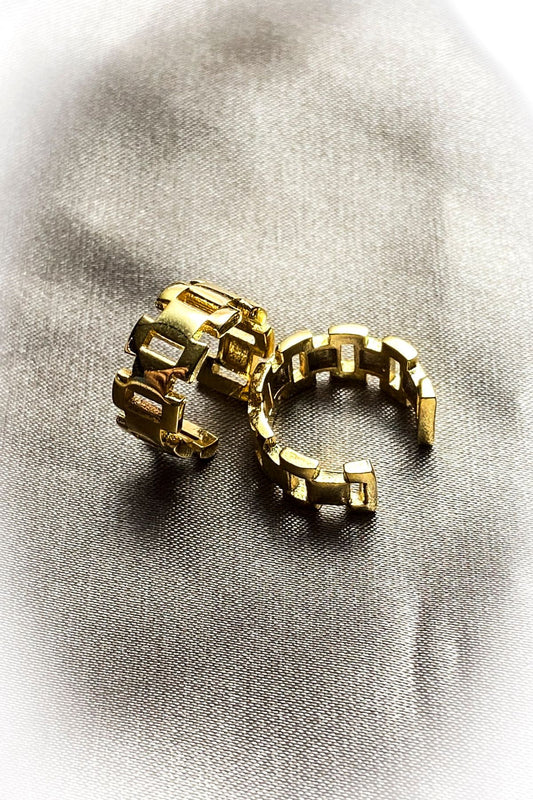 Zincir Desenli Kalın Kıkırdak Küpe 925 Gümüş Kaplama Ear Cuff Kadın Küpe Çelik