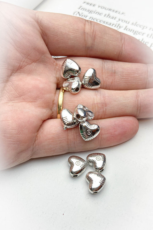 Kaplama Bileklik Ara Aparatı - Çizgili Kalp Rodyum