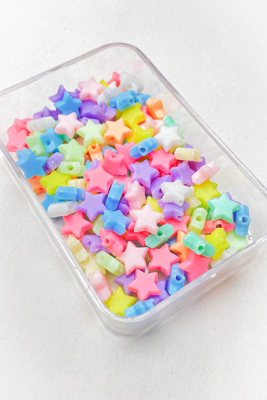 Akrilik Pastel Renk Yıldız Boncuk - 1 cm