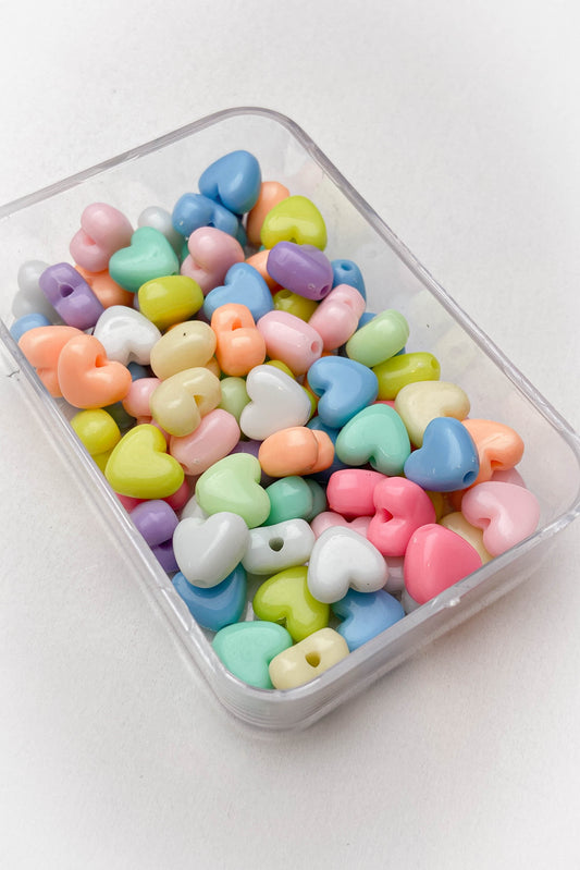 Akrilik Pastel Renk Kalp Boncuk - 1 cm