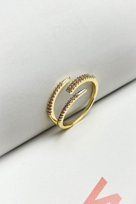 Pirinç Döküm Yüzük Pençe Taşlı Yüzük Gold Silver