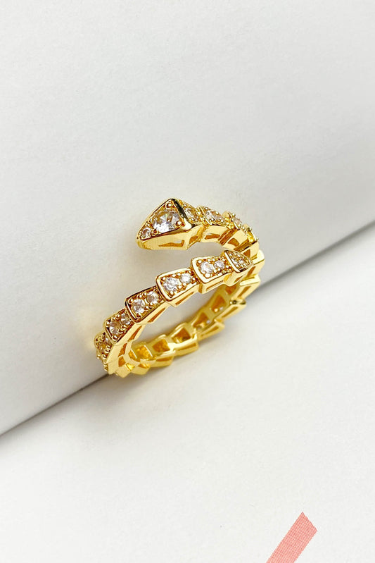 Pirinç Döküm Yüzük Yılan Sarmalı Taşlı Yüzük