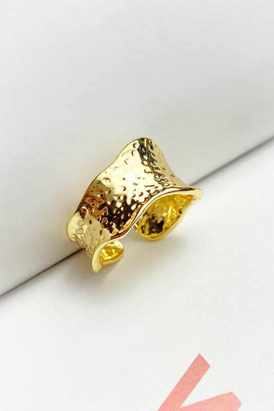 Pirinç Döküm Geniş Halka Desenli Yüzük Ayarlanabilir