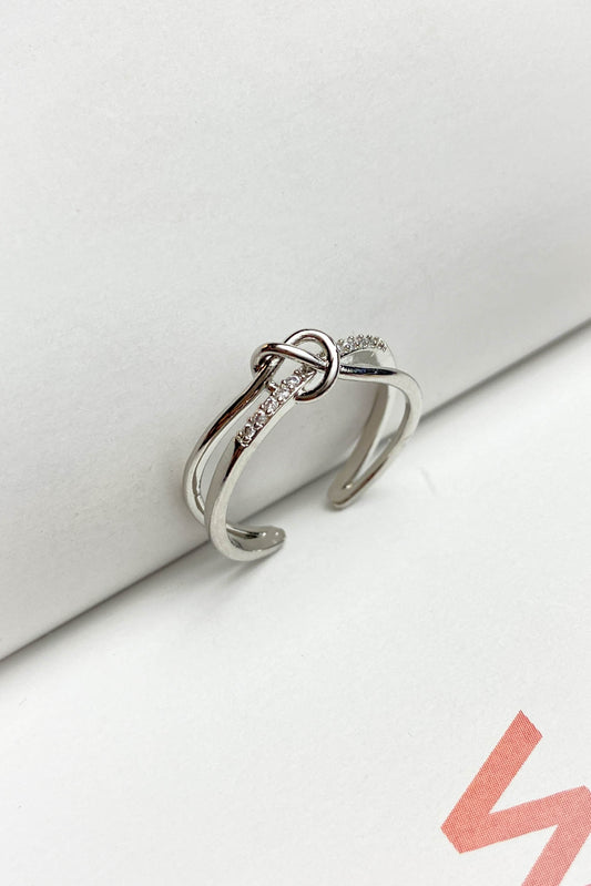 Pirinç Döküm Taşlı Düğüm Yüzük Gold Silver