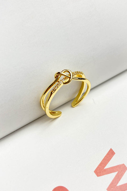 Pirinç Döküm Taşlı Düğüm Yüzük Gold Silver