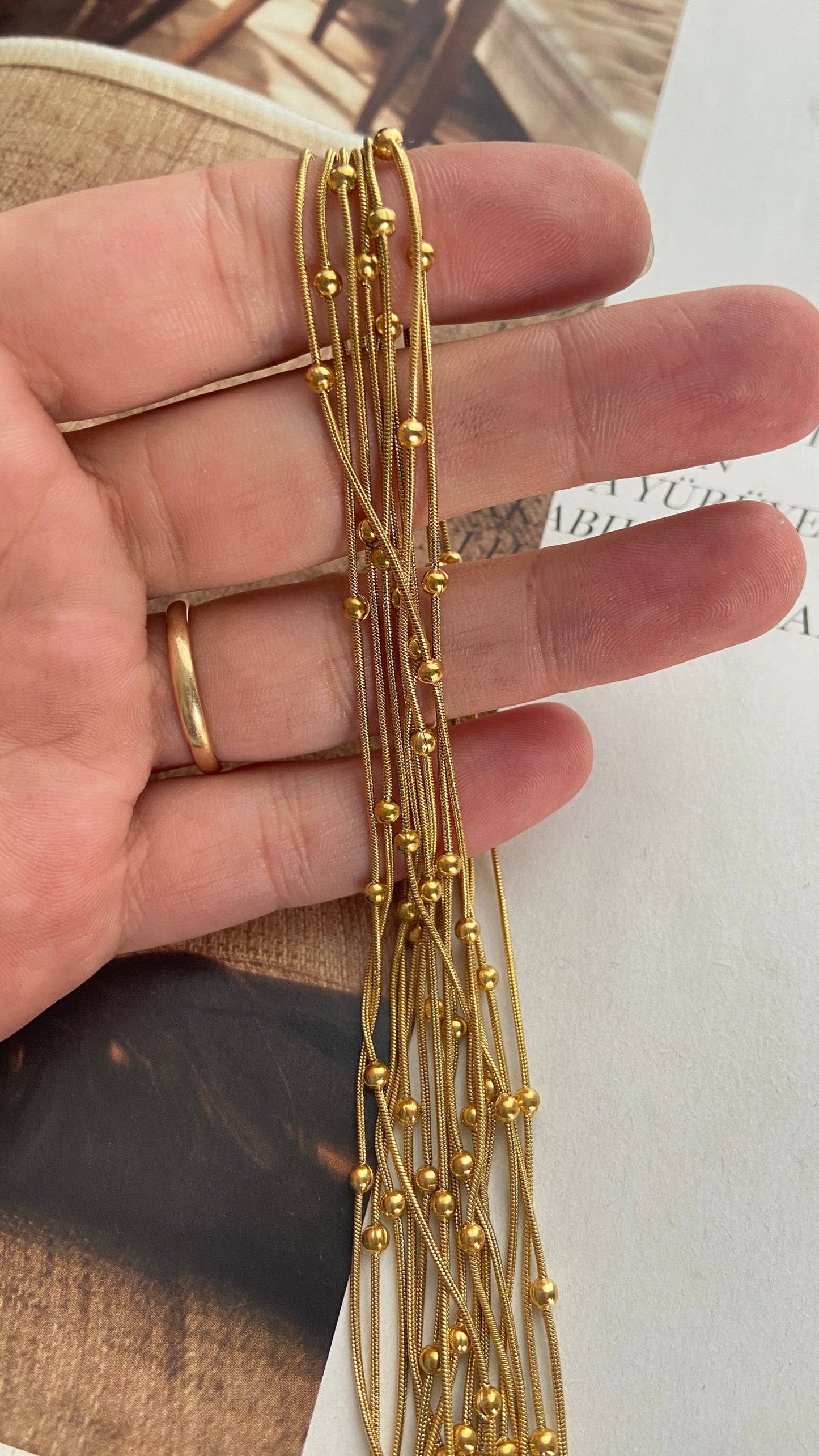 Dorika Çelik Zincir Kolye / 60 cm / Altın ( Hazır Kolye Zinciri )